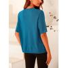 imagePRETTYGARDEN Womens Summer Button Down Shirts Casual Short Sleeve Crew Neck Ribbed Knit Blouse Top CardigansCyan