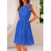 imagePRETTYGARDEN Womens Summer Dresses 2025 Sleeveless V Neck Eyelet Hollow Out Swing A Line Beach Vacation Sun DressBlue