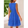 imagePRETTYGARDEN Womens Summer Dresses 2025 Sleeveless V Neck Eyelet Hollow Out Swing A Line Beach Vacation Sun DressBlue