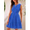 imagePRETTYGARDEN Womens Summer Dresses 2025 Sleeveless V Neck Eyelet Hollow Out Swing A Line Beach Vacation Sun DressBlue