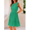 imagePRETTYGARDEN Womens Summer Dresses 2025 Sleeveless V Neck Eyelet Hollow Out Swing A Line Beach Vacation Sun DressGreen