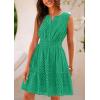 imagePRETTYGARDEN Womens Summer Dresses 2025 Sleeveless V Neck Eyelet Hollow Out Swing A Line Beach Vacation Sun DressGreen