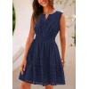 imagePRETTYGARDEN Womens Summer Dresses 2025 Sleeveless V Neck Eyelet Hollow Out Swing A Line Beach Vacation Sun DressNavy