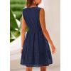 imagePRETTYGARDEN Womens Summer Dresses 2025 Sleeveless V Neck Eyelet Hollow Out Swing A Line Beach Vacation Sun DressNavy