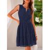 imagePRETTYGARDEN Womens Summer Dresses 2025 Sleeveless V Neck Eyelet Hollow Out Swing A Line Beach Vacation Sun DressNavy