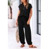 imagePRETTYGARDEN Womens Two Piece Outfits Sweater Sets Knit Pullover Tops And High Waisted Pants Matching Tracksuit Sweatsuit SetButton Black