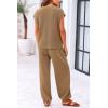 imagePRETTYGARDEN Womens Two Piece Outfits Sweater Sets Knit Pullover Tops And High Waisted Pants Matching Tracksuit Sweatsuit SetButton Khaki