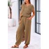 imagePRETTYGARDEN Womens Two Piece Outfits Sweater Sets Knit Pullover Tops And High Waisted Pants Matching Tracksuit Sweatsuit SetButton Khaki