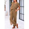 imagePRETTYGARDEN Womens Two Piece Outfits Sweater Sets Knit Pullover Tops And High Waisted Pants Matching Tracksuit Sweatsuit SetButton Khaki