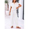 imagePRETTYGARDEN Womens Two Piece Outfits Sweater Sets Knit Pullover Tops And High Waisted Pants Matching Tracksuit Sweatsuit SetButton White