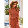 imagePRETTYGARDEN Womens Two Piece Outfits Sweater Sets Knit Pullover Tops And High Waisted Pants Matching Tracksuit Sweatsuit SetRust Red