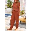 imagePRETTYGARDEN Womens Two Piece Outfits Sweater Sets Knit Pullover Tops And High Waisted Pants Matching Tracksuit Sweatsuit SetRust Red