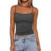 imagePRETTYGARDEN Summer Tank Tops for Women 2025 Sleeveless Spaghetti Strap Camisole Basic Crop Top Cute Going Out Fitted ShirtsDark Grey