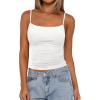 imagePRETTYGARDEN Summer Tank Tops for Women 2025 Sleeveless Spaghetti Strap Camisole Basic Crop Top Cute Going Out Fitted ShirtsWhite