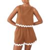 imagePRETTYGARDEN Womens 2 Piece Beach Vacation Outfits Casual Cropped Tank Top High Waist Shorts Set TracksuitBrown