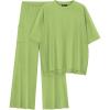 imagePRETTYGARDEN Womens 2 Piece Outfits Casual Short Sleeve Pullover Tops and Wide Leg Pants Lounge Sets TracksuitsLight Green