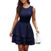 imagePRETTYGARDEN Womens 2025 Summer Sundresses Casual Elegant Sleeveless Flowy Tiered Ruffle A Line Mini Homecoming Party DressNavy