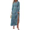 imagePRETTYGARDEN Womens Floral Maxi Dress 2025 Spring Long Sleeve V Neck Casual A Line Long Flowy Boho Party DressesFloral Purple Green