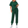 imagePRETTYGARDEN Womens Summer 2 Piece Outfit Tracksuits Casual Short Sleeve Tops High Waisted Sweatpants SetDark Green