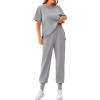 imagePRETTYGARDEN Womens Summer 2 Piece Outfit Tracksuits Casual Short Sleeve Tops High Waisted Sweatpants SetLight Grey