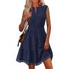 imagePRETTYGARDEN Womens Summer Dresses 2025 Sleeveless V Neck Eyelet Hollow Out Swing A Line Beach Vacation Sun DressNavy