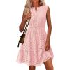 imagePRETTYGARDEN Womens Summer Dresses 2025 Sleeveless V Neck Eyelet Hollow Out Swing A Line Beach Vacation Sun DressPink