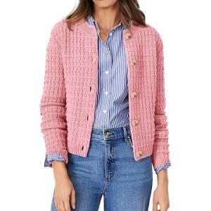 imagePRETTYGARDEN Womens Knit Cardigan Sweaters Casual Long Sleeve Open Front Button Down Trendy Jackets OuterwearPink