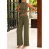 imagePRETTYGARDEN 2 Piece Outfits for Women Summer Matching Lounge Sets Ribbed Knit Crop Tank Tops Wide Leg Pants Travel ClothesArmy Green