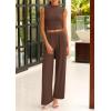 imagePRETTYGARDEN 2 Piece Outfits for Women Summer Matching Lounge Sets Ribbed Knit Crop Tank Tops Wide Leg Pants Travel ClothesCoffee