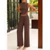 imagePRETTYGARDEN 2 Piece Outfits for Women Summer Matching Lounge Sets Ribbed Knit Crop Tank Tops Wide Leg Pants Travel ClothesCoffee