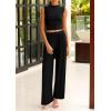 imagePRETTYGARDEN 2 Piece Sets for Women Summer 2025 Airport Travel Outfits Crop Tank Tops Wide Leg Pants Matching Lounge SetsBlack