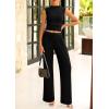 imagePRETTYGARDEN 2 Piece Sets for Women Summer 2025 Airport Travel Outfits Crop Tank Tops Wide Leg Pants Matching Lounge SetsBlack
