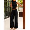 imagePRETTYGARDEN 2 Piece Sets for Women Summer 2025 Airport Travel Outfits Crop Tank Tops Wide Leg Pants Matching Lounge SetsBlack