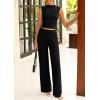 imagePRETTYGARDEN 2 Piece Sets for Women Summer 2025 Airport Travel Outfits Crop Tank Tops Wide Leg Pants Matching Lounge SetsBlack