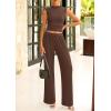 imagePRETTYGARDEN 2 Piece Sets for Women Summer 2025 Airport Travel Outfits Crop Tank Tops Wide Leg Pants Matching Lounge SetsCoffee