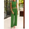 imagePRETTYGARDEN 2 Piece Sets for Women Summer 2025 Airport Travel Outfits Crop Tank Tops Wide Leg Pants Matching Lounge SetsGreen