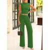 imagePRETTYGARDEN 2 Piece Sets for Women Summer 2025 Airport Travel Outfits Crop Tank Tops Wide Leg Pants Matching Lounge SetsGreen
