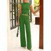 imagePRETTYGARDEN 2 Piece Sets for Women Summer 2025 Airport Travel Outfits Crop Tank Tops Wide Leg Pants Matching Lounge SetsGreen
