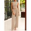 imagePRETTYGARDEN 2 Piece Sets for Women Summer 2025 Airport Travel Outfits Crop Tank Tops Wide Leg Pants Matching Lounge SetsKhaki