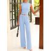 imagePRETTYGARDEN 2 Piece Sets for Women Summer 2025 Airport Travel Outfits Crop Tank Tops Wide Leg Pants Matching Lounge SetsLight Blue