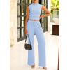 imagePRETTYGARDEN 2 Piece Sets for Women Summer 2025 Airport Travel Outfits Crop Tank Tops Wide Leg Pants Matching Lounge SetsLight Blue