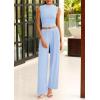 imagePRETTYGARDEN 2 Piece Sets for Women Summer 2025 Airport Travel Outfits Crop Tank Tops Wide Leg Pants Matching Lounge SetsLight Blue