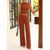 imagePRETTYGARDEN 2 Piece Sets for Women Summer 2025 Airport Travel Outfits Crop Tank Tops Wide Leg Pants Matching Lounge SetsOrange Red