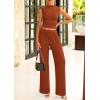 imagePRETTYGARDEN 2 Piece Sets for Women Summer 2025 Airport Travel Outfits Crop Tank Tops Wide Leg Pants Matching Lounge SetsOrange Red