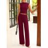 imagePRETTYGARDEN 2 Piece Sets for Women Summer 2025 Airport Travel Outfits Crop Tank Tops Wide Leg Pants Matching Lounge SetsWine Red