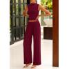 imagePRETTYGARDEN 2 Piece Sets for Women Summer 2025 Airport Travel Outfits Crop Tank Tops Wide Leg Pants Matching Lounge SetsWine Red