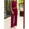 imagePRETTYGARDEN 2 Piece Sets for Women Summer 2025 Airport Travel Outfits Crop Tank Tops Wide Leg Pants Matching Lounge SetsWine Red