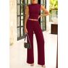 imagePRETTYGARDEN 2 Piece Sets for Women Summer 2025 Airport Travel Outfits Crop Tank Tops Wide Leg Pants Matching Lounge SetsWine Red