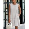 imagePRETTYGARDEN Casual Short Summer Dresses for Women 2025 Sleeveless Crewneck Cute Ruffle Loose Vacation Mini Tshirt DressLight Grey