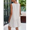 imagePRETTYGARDEN Casual Short Summer Dresses for Women 2025 Sleeveless Crewneck Cute Ruffle Loose Vacation Mini Tshirt DressLight Grey